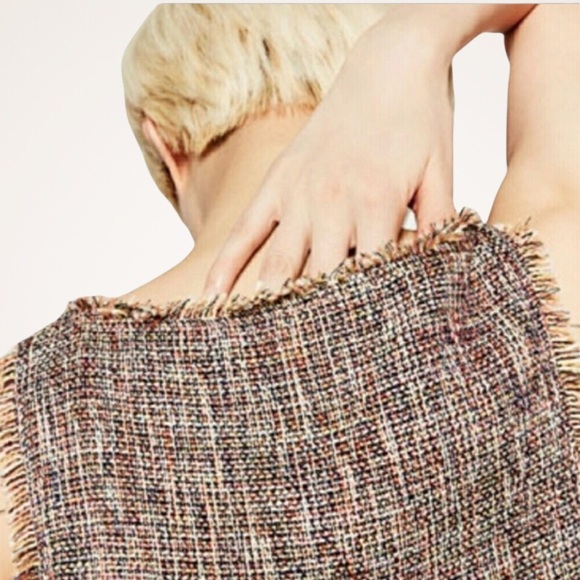 Zara Multicolor Tweed Frayed Sleeveless Tank Top Size XS - Picture 2 of 13